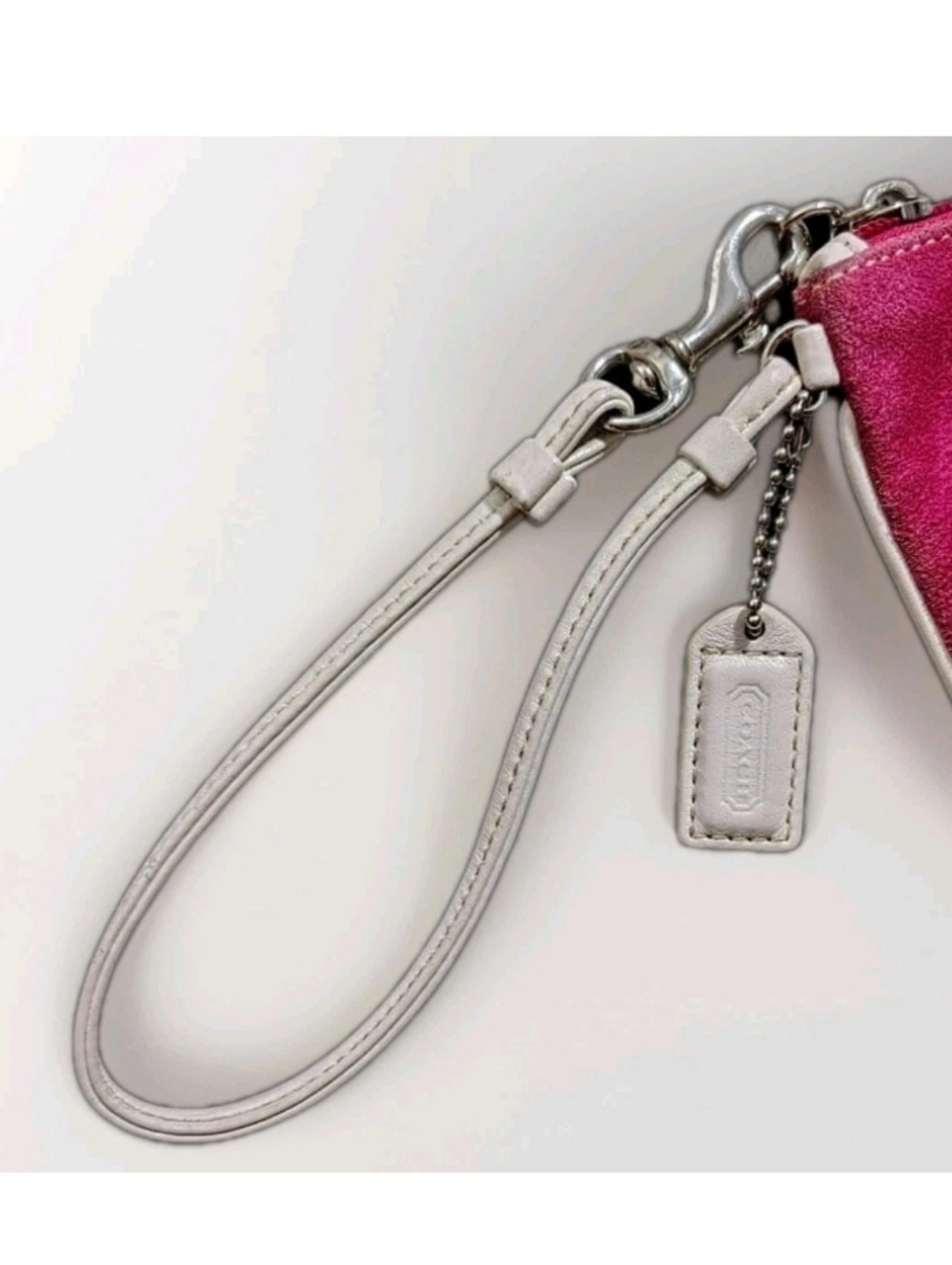 Coach Vintage Pink Suede Wristlet Y2K Varsity C Logo Bag Berry Leatherware 1941 - Picture 5 of 6